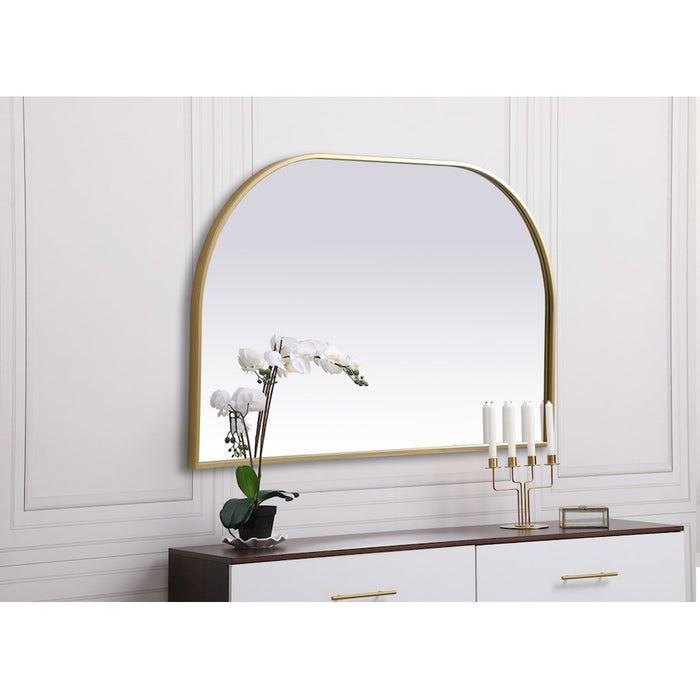 Elegant Decor Blaire Metal Frame Arch Mirror 39X24", Brass