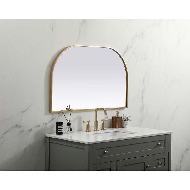 Elegant Decor Blaire Metal Frame Arch Mirror 39X24", Brass