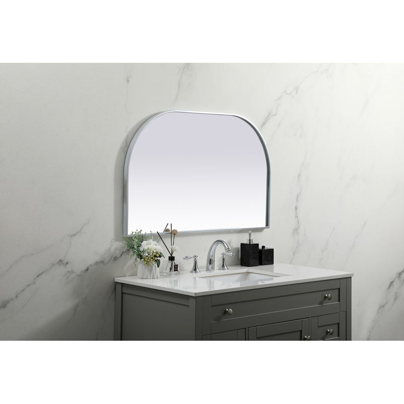 Elegant Decor Blaire Metal Frame Arch Mirror 39X24", Silver