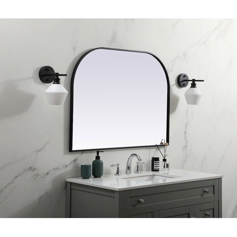 Elegant Decor Blaire Metal Frame Arch Mirror 40X30", Black