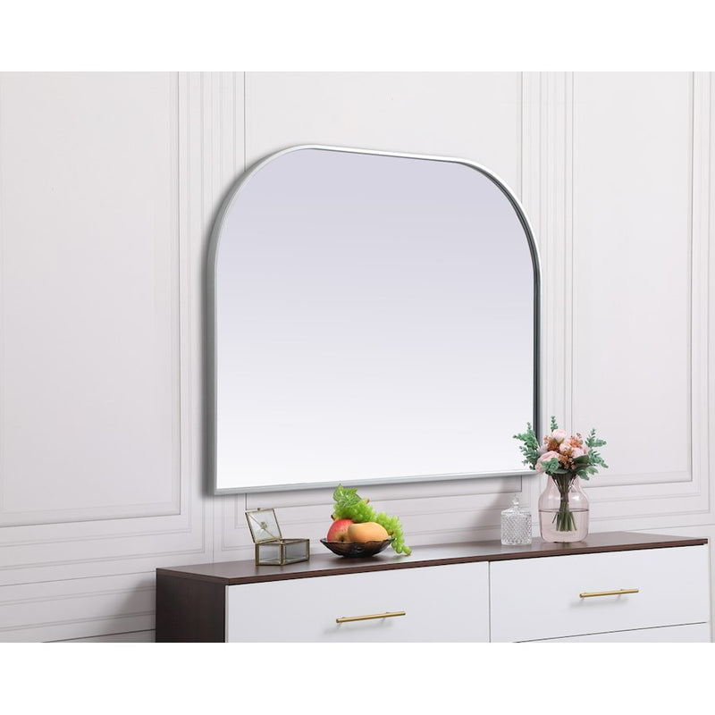 Elegant Decor Blaire Metal Frame Arch Mirror 40X30", Silver
