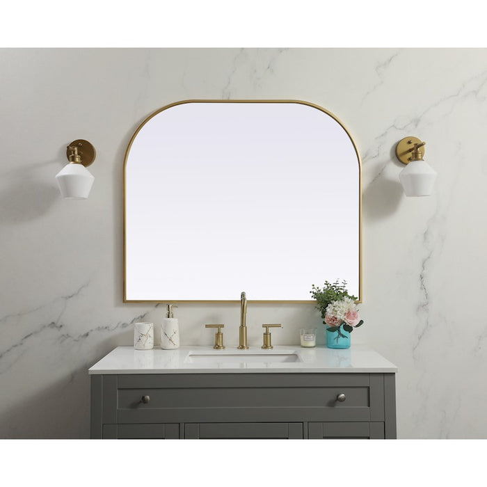 Elegant Decor Blaire Metal Frame Arch Mirror 40X34", Brass