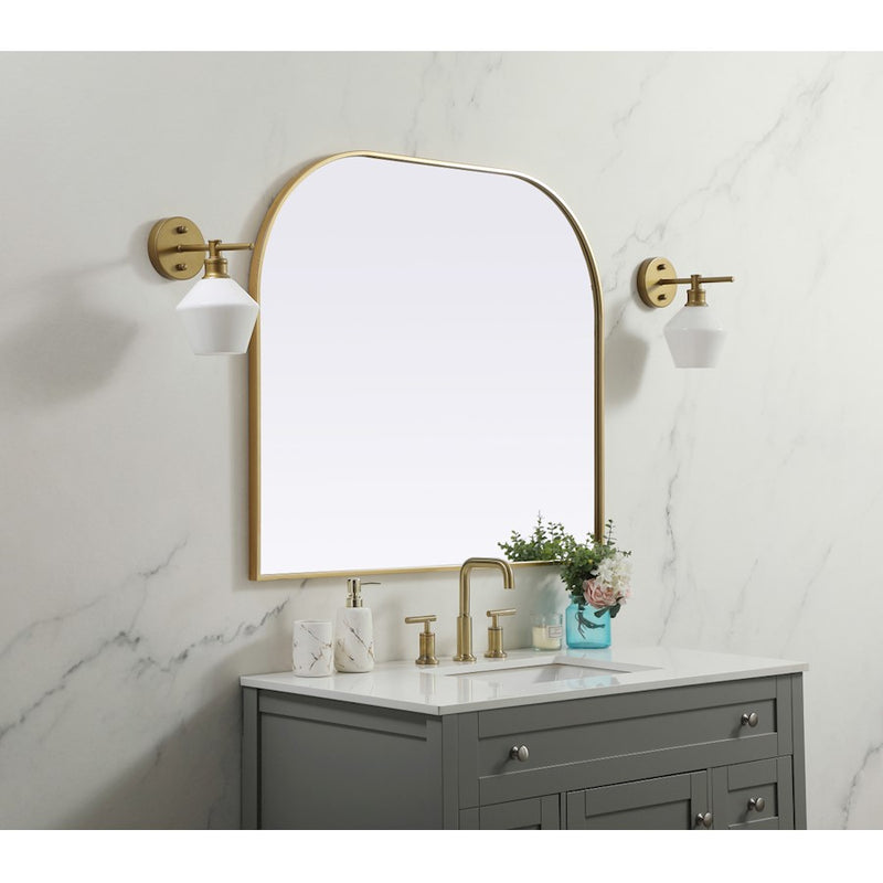 Elegant Decor Blaire Metal Frame Arch Mirror 40X34", Brass