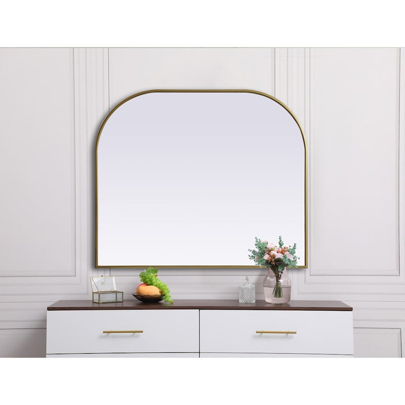 Elegant Decor Blaire Metal Frame Arch Mirror 40X34", Brass