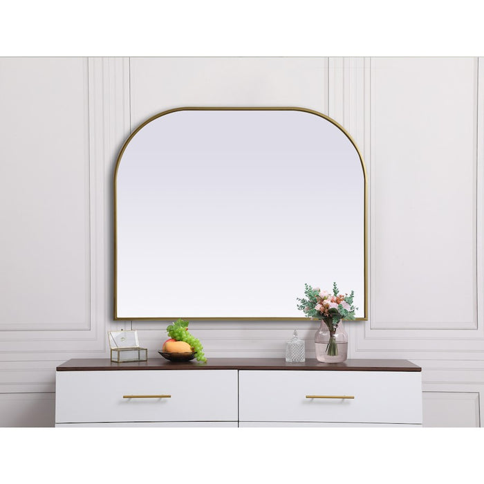 Elegant Decor Blaire Metal Frame Arch Mirror 40X34", Brass