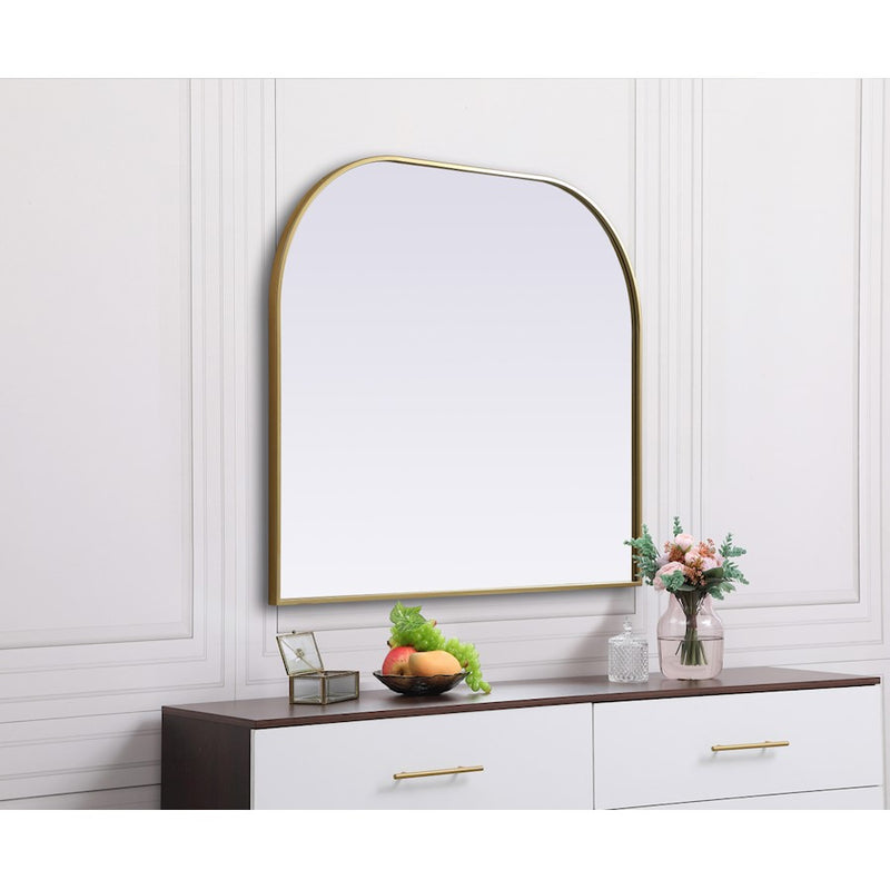 Elegant Decor Blaire Metal Frame Arch Mirror 40X34", Brass