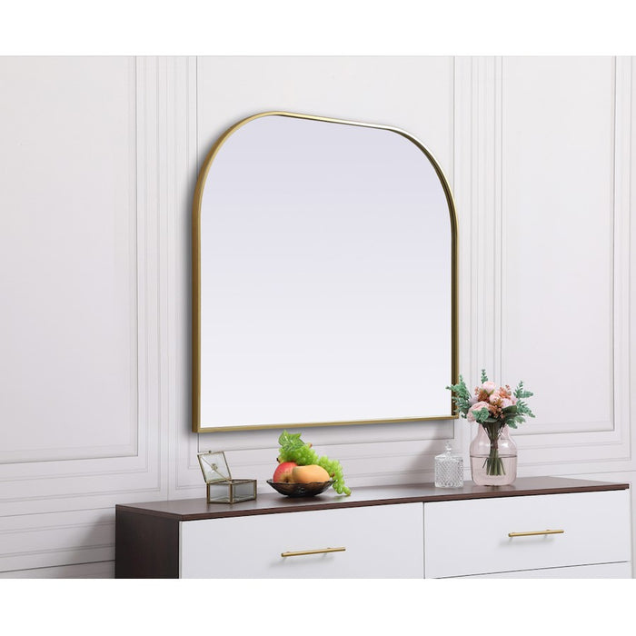 Elegant Decor Blaire Metal Frame Arch Mirror 40X34", Brass