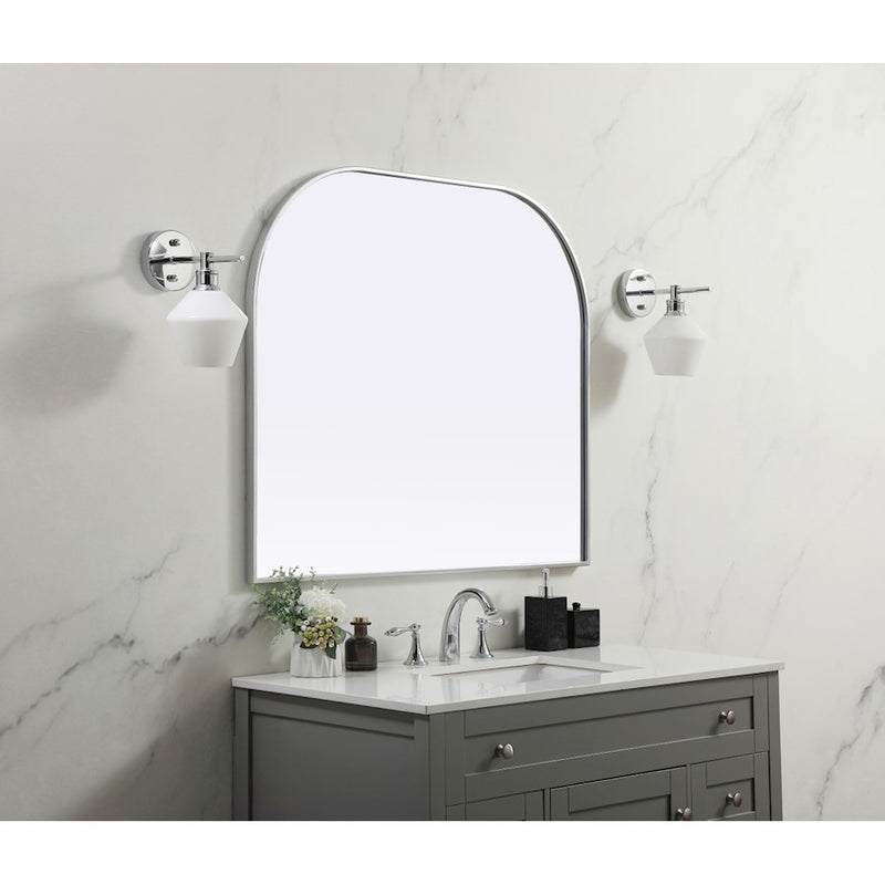 Elegant Decor Blaire Metal Frame Arch Mirror 40X34", Silver