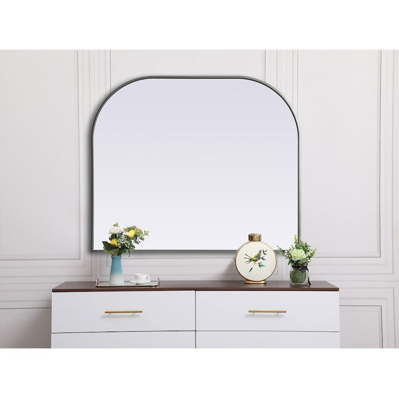Elegant Decor Blaire Metal Frame Arch Mirror 40X34", Silver