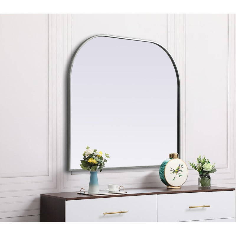 Elegant Decor Blaire Metal Frame Arch Mirror 40X34", Silver