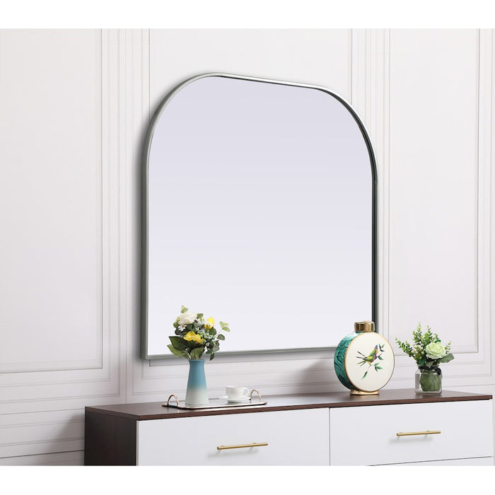 Elegant Decor Blaire Metal Frame Arch Mirror 40X34", Silver