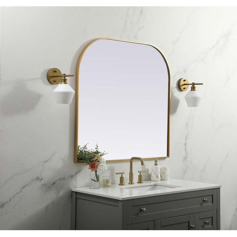 Elegant Decor Blaire Metal Frame Arch Mirror 40X38", Brass