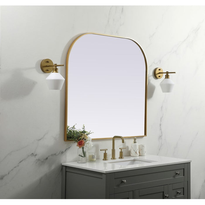 Elegant Decor Blaire Metal Frame Arch Mirror 40X38", Brass