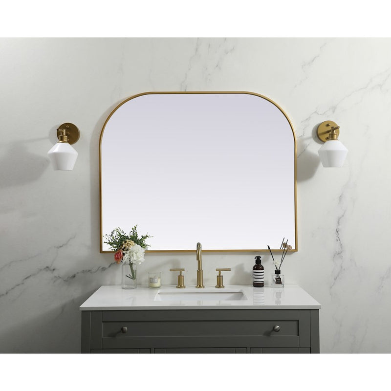 Elegant Decor Blaire Metal Frame Arch Mirror 42X34", Brass