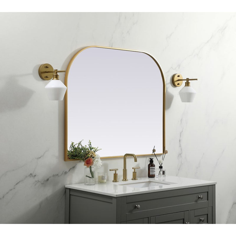 Elegant Decor Blaire Metal Frame Arch Mirror 42X34", Brass