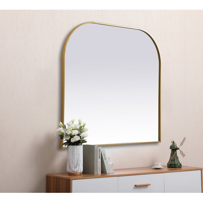 Elegant Decor Blaire Metal Frame Arch Mirror 42X38", Brass