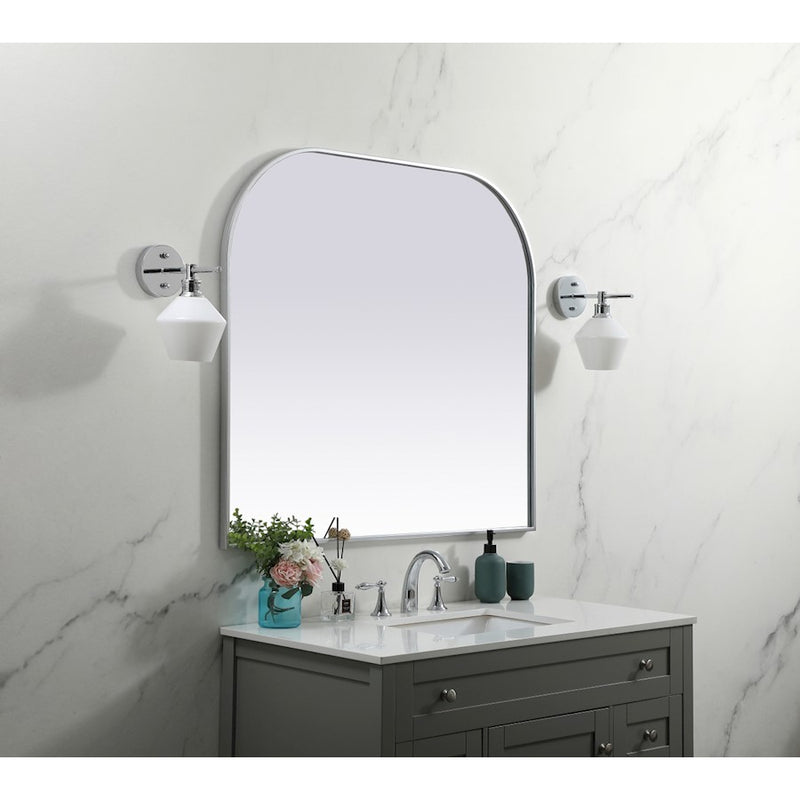 Elegant Decor Blaire Metal Frame Arch Mirror 42X38", Silver