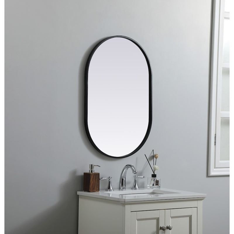Elegant Decor Asha Metal Frame Oval Mirror 20X30", Black