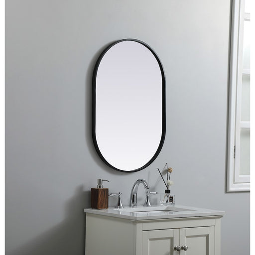 Elegant Decor Asha Metal Frame Oval Mirror 20X30", Black