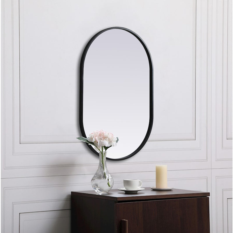Elegant Decor Asha Metal Frame Oval Mirror 20X30", Black