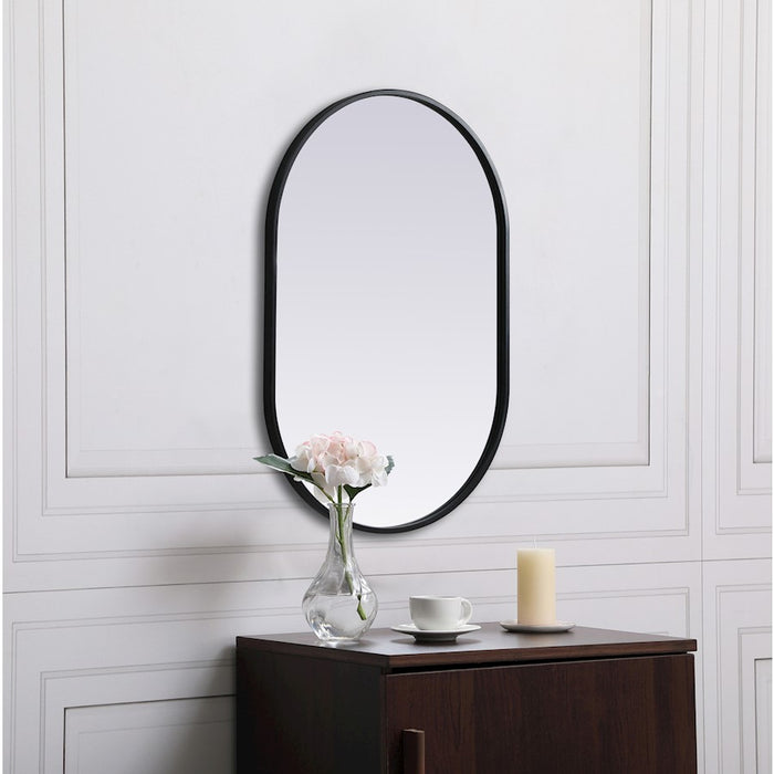 Elegant Decor Asha Metal Frame Oval Mirror 20X30", Black