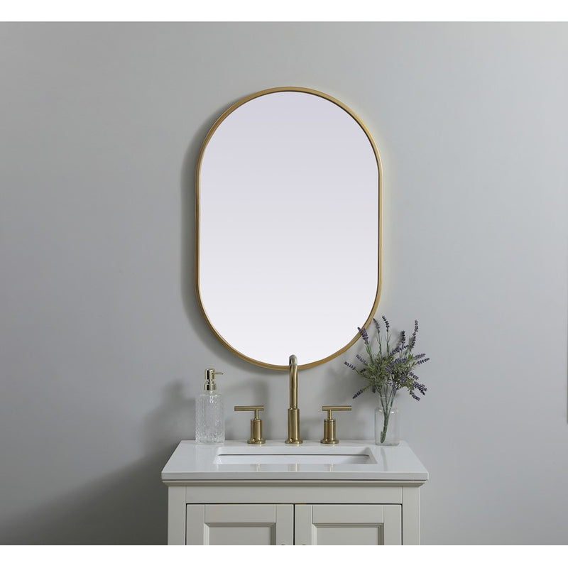 Elegant Decor Asha Metal Frame Oval Mirror 20X30", Brass