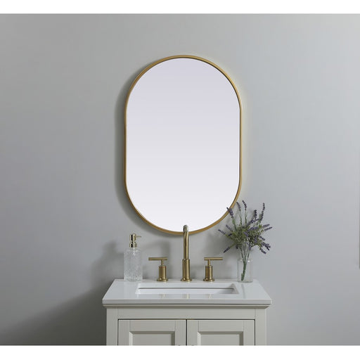 Elegant Decor Asha Metal Frame Oval Mirror 20X30", Brass