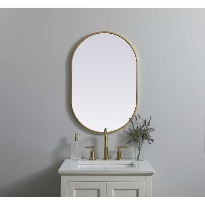Elegant Decor Asha Metal Frame Oval Mirror 20X30", Brass