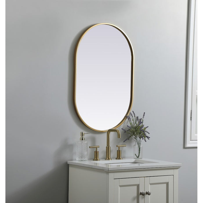Elegant Decor Asha Metal Frame Oval Mirror 20X30", Brass