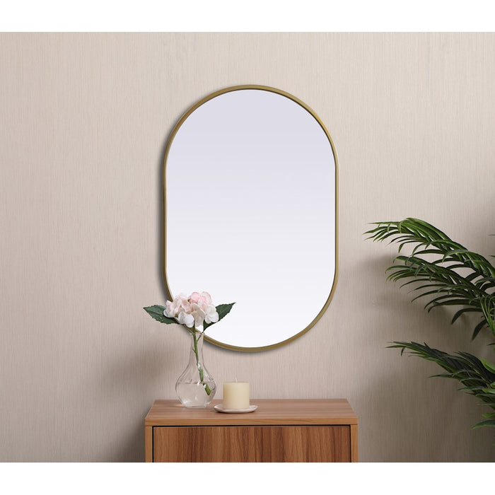 Elegant Decor Asha Metal Frame Oval Mirror 20X30", Brass