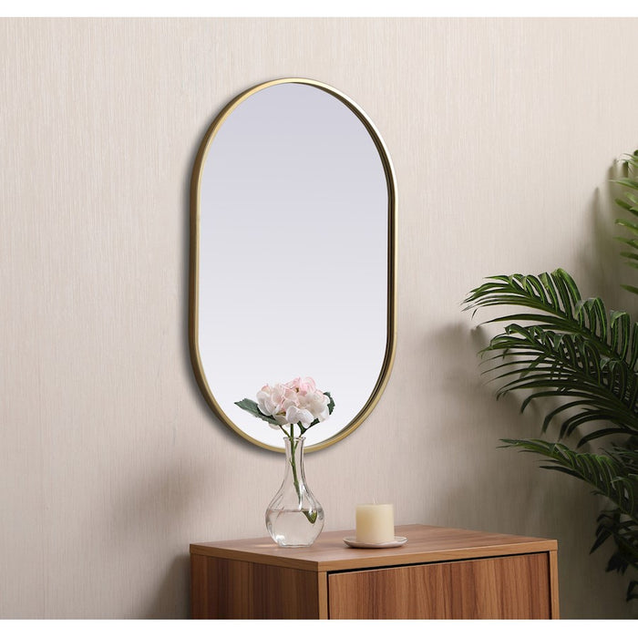 Elegant Decor Asha Metal Frame Oval Mirror 20X30", Brass