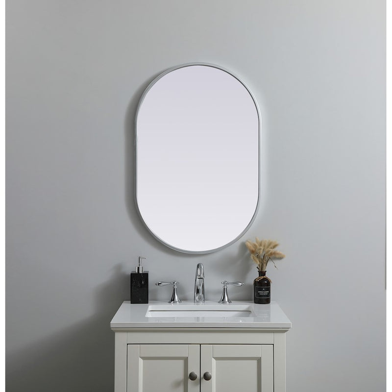 Elegant Decor Asha Metal Frame Oval Mirror 20X30", Silver