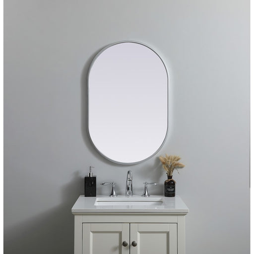 Elegant Decor Asha Metal Frame Oval Mirror 20X30", Silver