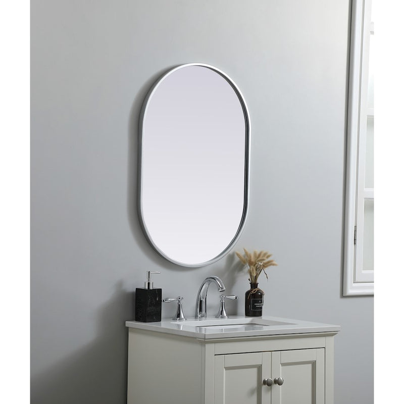 Elegant Decor Asha Metal Frame Oval Mirror 20X30", Silver