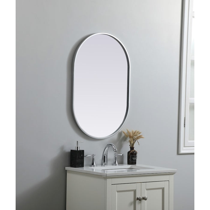 Elegant Decor Asha Metal Frame Oval Mirror 20X30", Silver