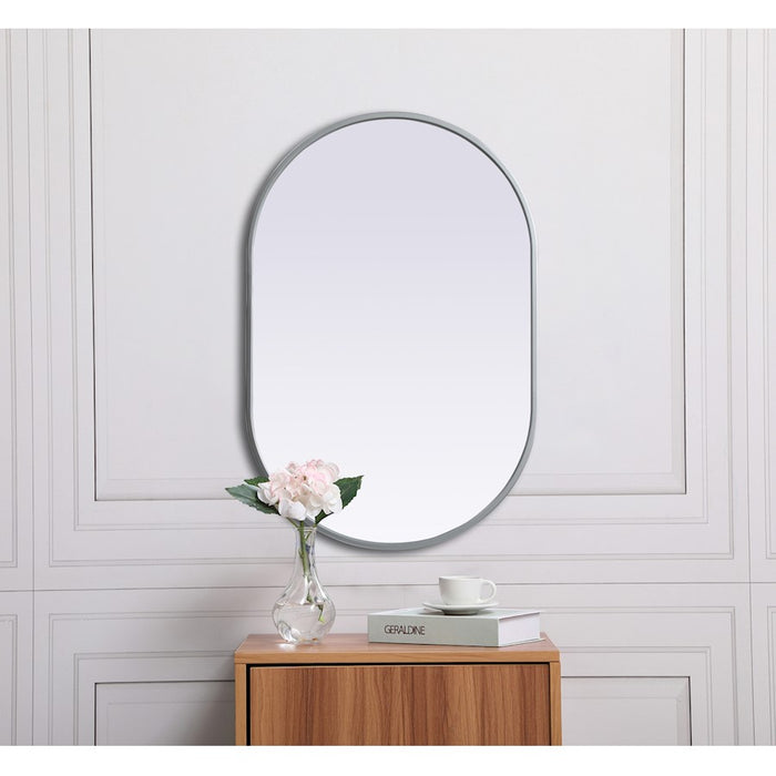 Elegant Decor Asha Metal Frame Oval Mirror 20X30", Silver
