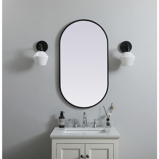 Elegant Decor Asha Metal Frame Oval Mirror 20X36", Black