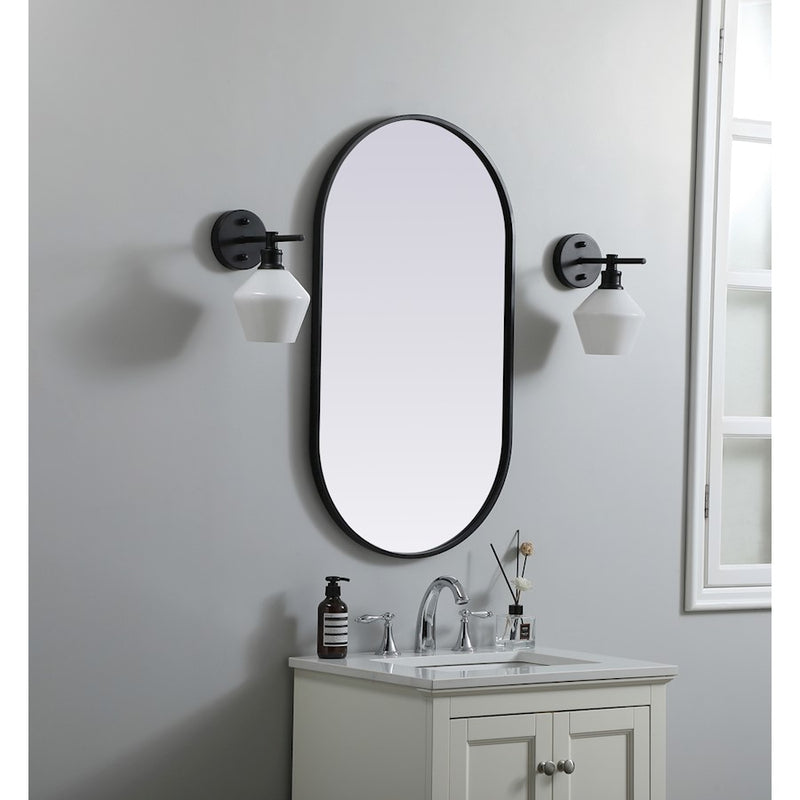 Elegant Decor Asha Metal Frame Oval Mirror 20X36", Black