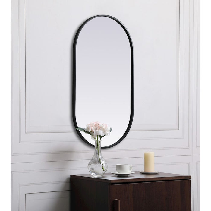Elegant Decor Asha Metal Frame Oval Mirror 20X36", Black