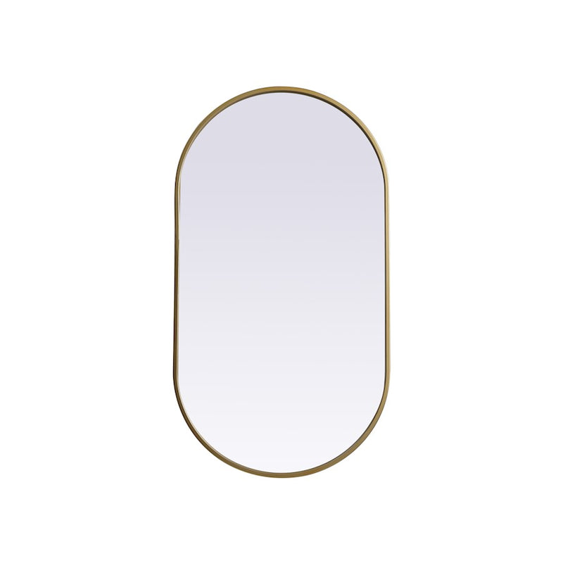 Elegant Decor Asha Metal Frame Oval Mirror 20X36", Brass