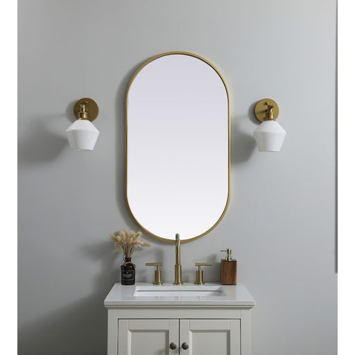 Elegant Decor Asha Metal Frame Oval Mirror 20X36", Brass