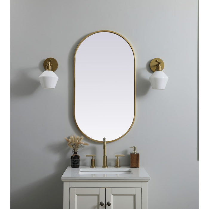 Elegant Decor Asha Metal Frame Oval Mirror 20X36", Brass