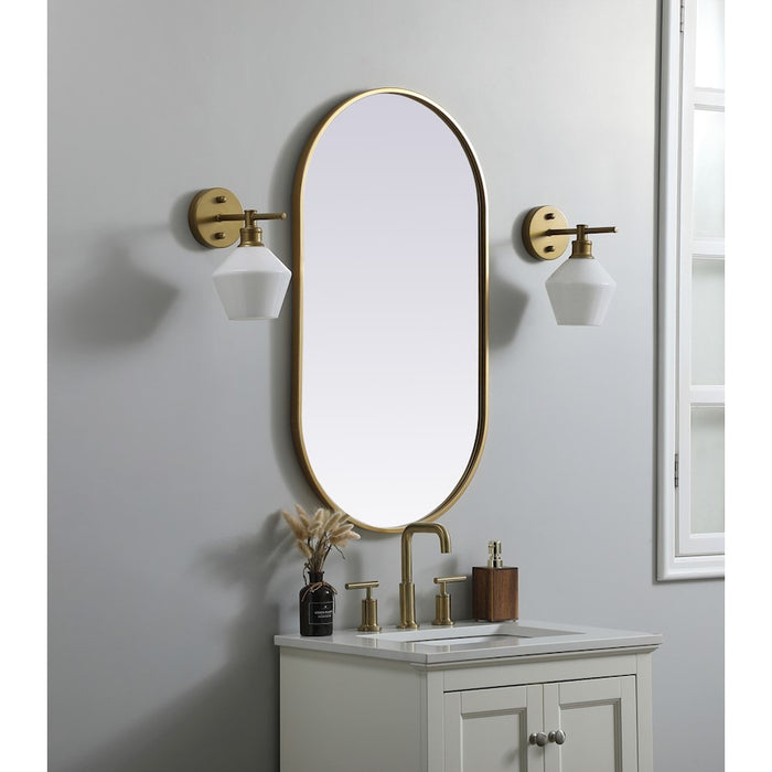 Elegant Decor Asha Metal Frame Oval Mirror 20X36", Brass