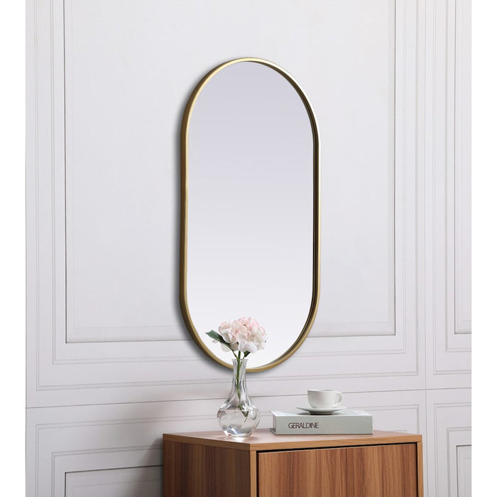 Elegant Decor Asha Metal Frame Oval Mirror 20X36", Brass