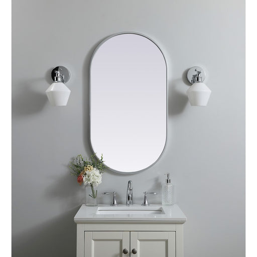Elegant Decor Asha Metal Frame Oval Mirror 20X36", Silver