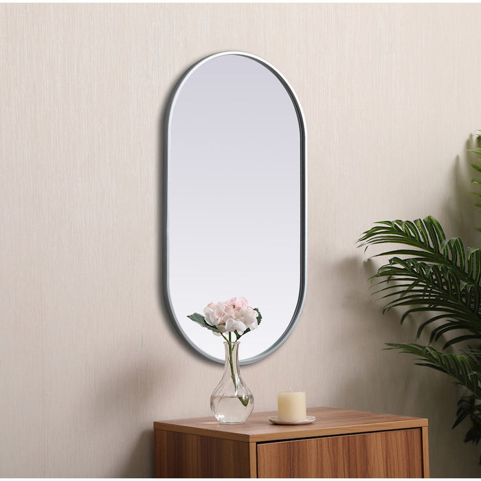 Elegant Decor Asha Metal Frame Oval Mirror 20X36", Silver