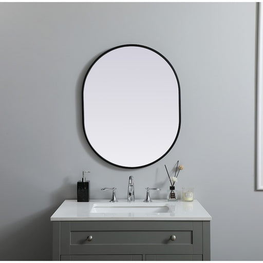 Elegant Decor Asha Metal Frame Oval Mirror 24X30", Black