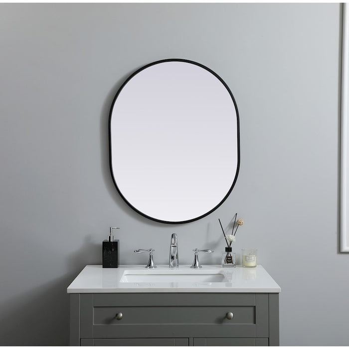 Elegant Decor Asha Metal Frame Oval Mirror 24X30", Black