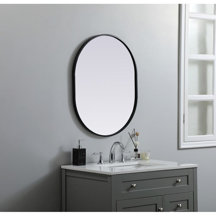 Elegant Decor Asha Metal Frame Oval Mirror 24X30", Black