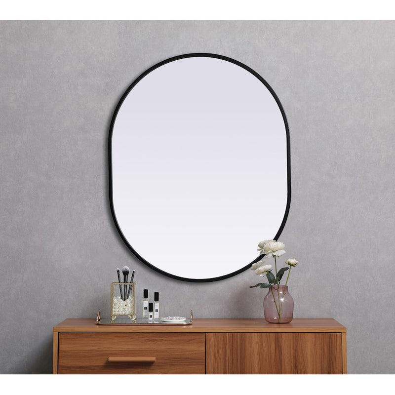 Elegant Decor Asha Metal Frame Oval Mirror 24X30", Black